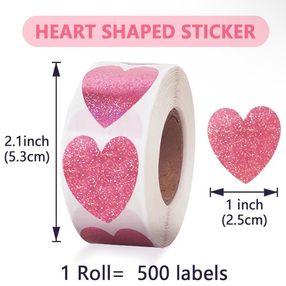 BUYNOW✨1Roll✨ 1” 500 Heart-Shaped Sticker Roll - Picture 4 of 6